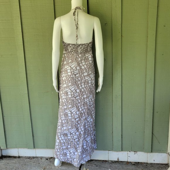 THE LIMITED Mocha White Halter Maxi Dress 0 - Picture 3 of 4